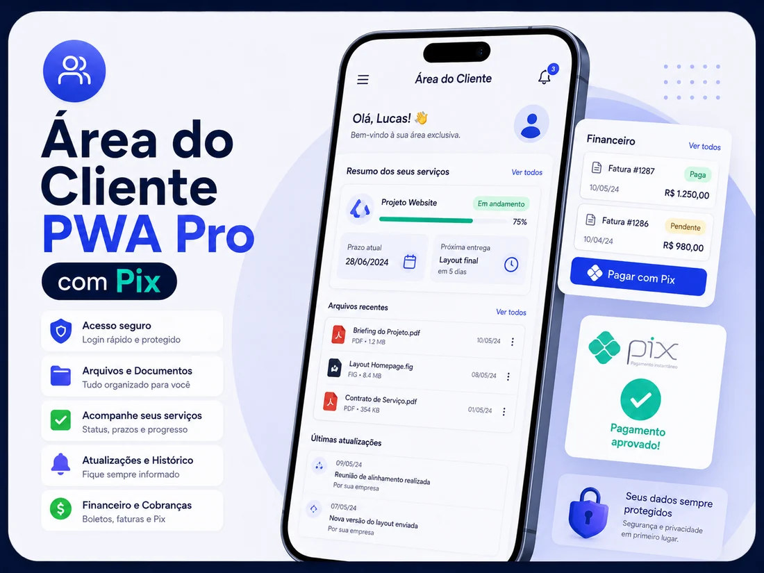 Área do Cliente PWA Pro com Pix