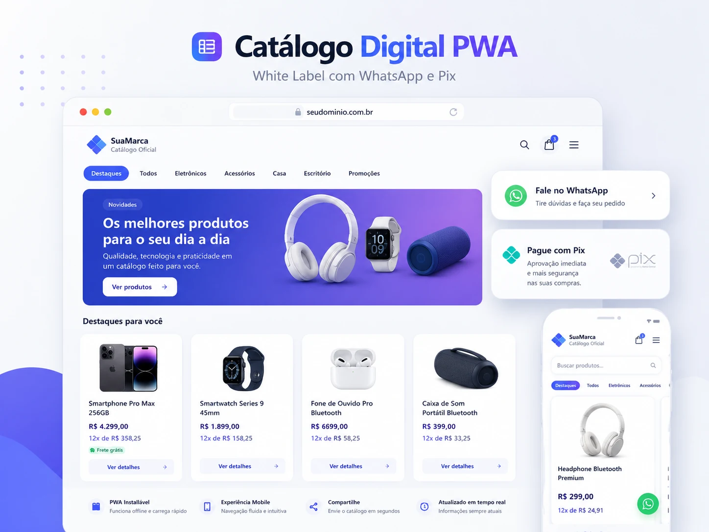 Exemplo visual de aplicativo PWA